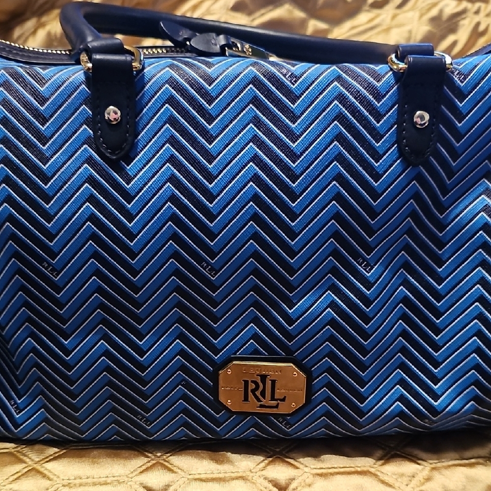 Ralph Lauren Blue Chevron Women's Speedy Bag